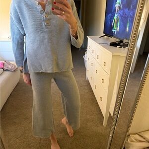 Free People Blue Wide Leg Pants & Top Set